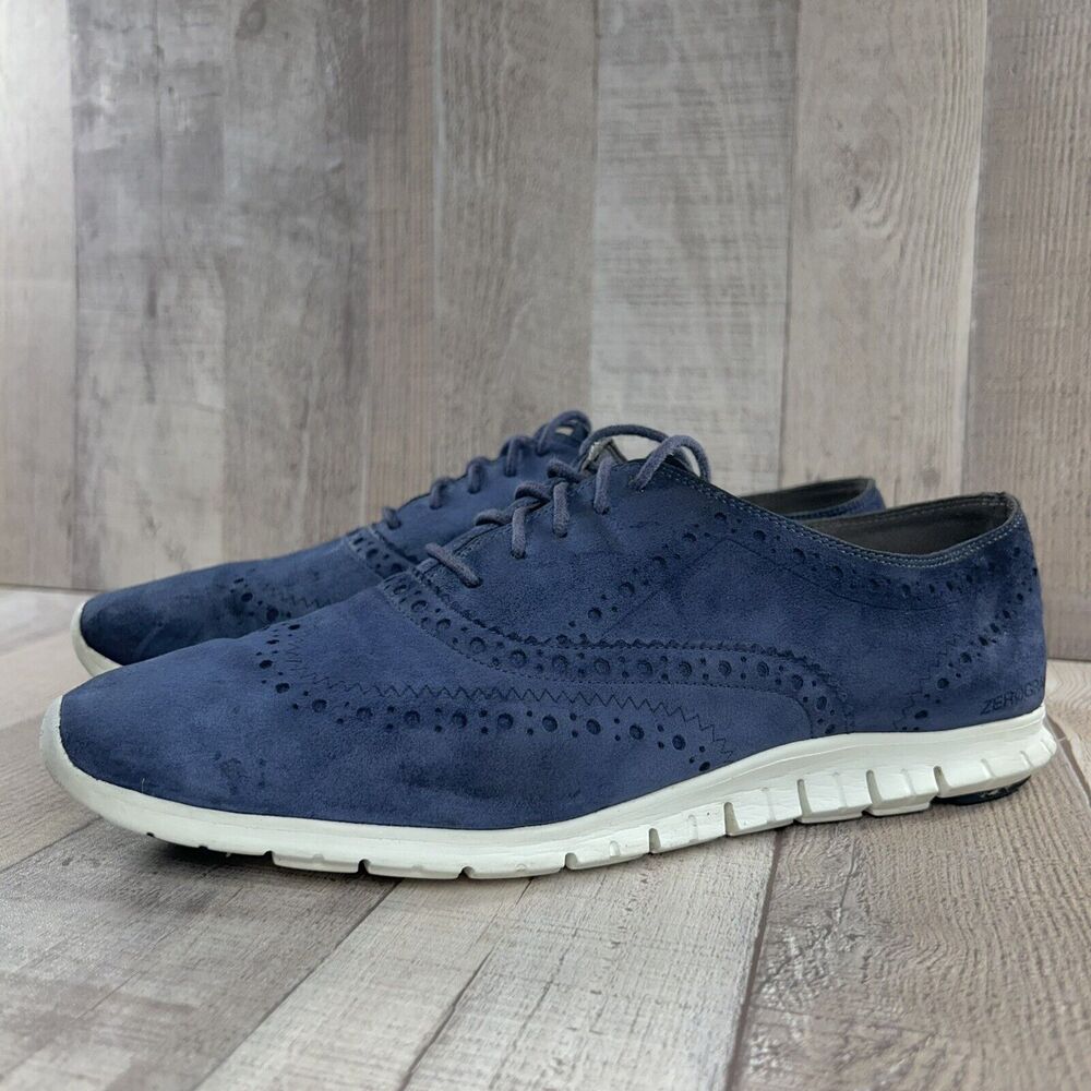 Cole Haan ZeroGrand Women's 11 Wingtip Oxford Suede Sneaker Shoes Navy Blue